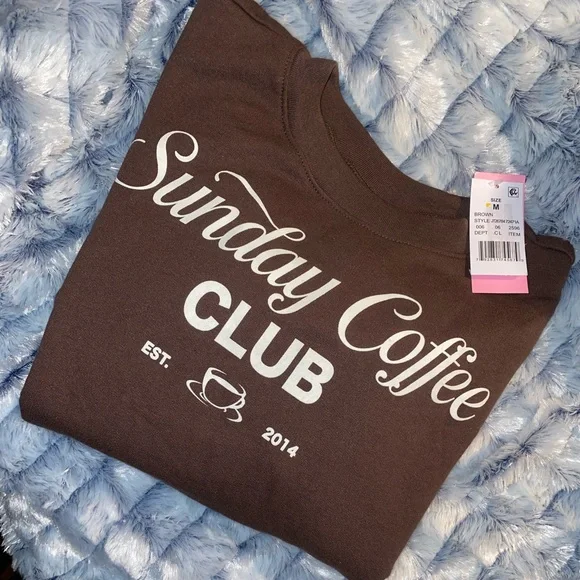 Brown 'Sunday Coffee Club' Sweatshirt sz medium - Picture 2 of 3